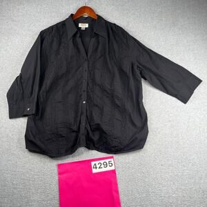 Tablots Womens Top Size 18W Black Blouse Casual 3/4 Sleeve Casual